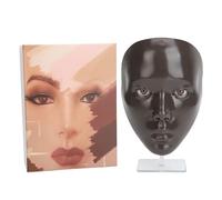 Glomora Makeup Practice Board, Facep Face Practice With Plastic Stand 5D Silicone Full Face Practice Strumento di manichino per principianti per principianti per principianti (Dark Skin)