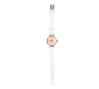 Glomora Orologi da donna, orologio da donna al quarzo semplice e alla moda con cinturino in pelle per la persona che ami di più (Bianco)