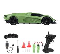 Glomora Remote Control Car, 2,4 GHz 1:20 Scala 4WD Racing giocattolo con pneumatici a LED, veicolo modello ricaricabile per ragazzi ragazzi (Green 2 batterie)