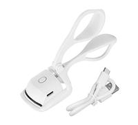 Glomora Rizador de pestañas calentado, 2 modos de temperatura USB recargable inteligente de larga duración rizador de pestañas eléctrico de mano para mujeres y niñas (Simple White)