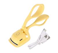 Glomora Rizador de pestañas calentado, 2 modos de temperatura USB recargable inteligente de larga duración rizador de pestañas eléctrico de mano para mujeres y niñas (Lemon Yellow)