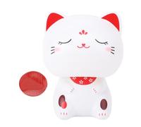 Glomora Solar Powered Lucky Cat Nodding Fortune Cat Innovative Decorative Car Ornament for Car Interior (Squint Eyes)