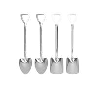 Glomora Stainless Steel Cute Shovel Spoon,Innovative Food Grade Material Reusable Sugar Dessert Cake Spoon for Home Cafe (2 Pointed Shovel 2 Quadrate Shovel)