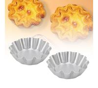 Glomora Tart Mold 2Pcs 4.53inch Aluminum Alloy Flower Shaped Non Stick Baking Mould for Bread Mousses Dish Washer Safe