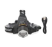 Glomora Torcia da Testa Impermeabile Ricaricabile, Zoom Regolabile, Leggera, Lampada Frontale Ad Alta Luminosità Per Pesca Notturna All'aperto, Campeggio, Corsa, Ciclismo