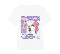 Gloomy Bear The Naughty Grizzly Retro 80's Futuristic Anime Maglietta, Donna Plus-Size, Bianco, 2X