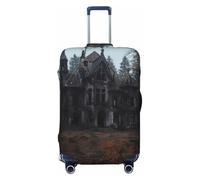 Gloomy Mansion - Copribagagli da viaggio con scena della foresta, protezione elastica per valigie, 45-81 cm, Nero , L