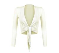 Gloop Belle signore eleganti bolero giacche a maniche lunghe bolero al nodo, 14423.2 crema, M