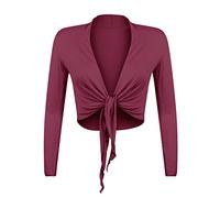 Gloop Belle signore eleganti bolero giacche a maniche lunghe bolero al nodo, malva, M