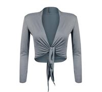 Gloop Belle signore eleganti bolero giacche a maniche lunghe bolero al nodo, Marrone medio, M