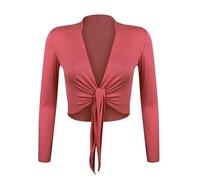 Gloop Belle signore eleganti bolero giacche a maniche lunghe bolero al nodo, rosso mattone, M