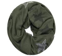 Gloop S201703 - Sciarpa lunga con motivo a stelle, disponibile in diversi colori, verde scuro, 170cm x 80cm