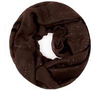 Gloop Sciarpa tubolare da donna, elegante, tinta unita, 01122-01123-P, Marrone scuro con glitter 01123a11, Taglia unica