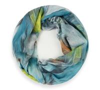 Gloop Sciarpa tubolare da donna, in seta, leggera, con motivo colorato, con stampa, blu/giallo, Taglia unica