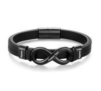 Glooraca Braccialetto Personalizzato per Uomo Papà Bracciale Infinito in Pelle con Nome Personalizzabile, Regalo per la Festa del Papà da Figlio Figlia, Misura unica, Acciaio inossidabile, Nessuna