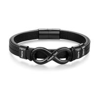 Glooraca Braccialetto Personalizzato per Uomo Papà Nome Personalizzato Infinito Braccialetti in Pelle Regalo per la Festa del Papà da Figlio Figlia, Misura unica, Acciaio inossidabile, Nessuna pietra
