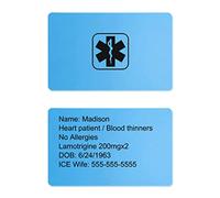 Glooraca Carta d'identità medica personalizzata personalizzata per carte di identità mediche di emergenza, carta di allarme medica personalizzata (blu)
