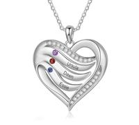 Glooraca Collana Personalizzata con Ciondolo a Forma di Cuore per Mamma e Figlia, Regalo per Festa della Mamma e Compleanno, Acciaio Inossidabile, Zirconia Cubica