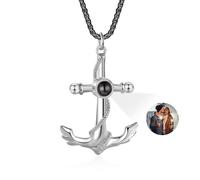 Glooraca Immagine Collana per gli uomini Collane foto personalizzate con immagine all'interno Collana proiezione personalizzata per il fidanzato papà (Color 1)