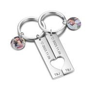 Glooraca Regali di coppia Portachiavi personalizzati con foto Portachiavi personalizzati per fidanzato Fidanzata Portachiavi abbinati per coppie (Color 1)