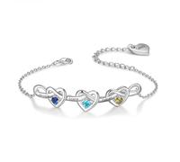 Glooraca Regali per la mamma braccialetti personalizzati con pietra portafortuna per le donne personalizzati con nomi a cuore braccialetto gioielli regali per la festa della mamma Natale