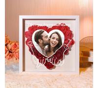 Glooraca Regalo per la fidanzata, regalo personalizzato per sua moglie, San Valentino, scatola con fiori e ombre, regalo romantico (rosso-1)