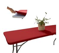 GLOP Tovaglia Rossa Rettangolare con Elastico [183 x 76 cm] - Copritavolo Antimacchia Lavabile per Natale, Laurea, Feste e Tavolo da Gioco Poker - Fodera 6 Posti No Stiro - Telo Tessuto Spandex 6ft
