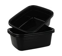 Gloreen Set di 3 Bacinella in Plastica Rettangolare, 16 L , Nero Grandi Bacinella Bucato