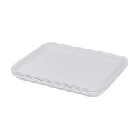 Gloreen Vassoio da Portata per Ristoranti Fast Food, Set da 4, Rettangolari Vassoio Plastica, Bianco