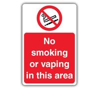 GloReflect - Cartello di sicurezza con scritta "V Safety GloReflect No Smoking or Vaping In this Area", 200 x 300 mm, vinile autoadesivo