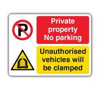 GloReflect - Cartello di sicurezza con scritta "V Safety GloReflect Private - No Parking - Vehicles Will Be Clamped - Paesaggio - 600 x 450 mm - Vinile autoadesivo - GloReflect