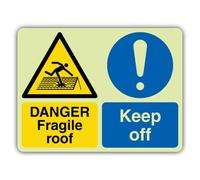 GloReflect - Segnale di sicurezza con scritta "Danger Fragile Roof Keep Off", 600 x 450 mm, in plastica rigida da 1,2 mm, GloReflect