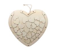 Glorex 203-Cuore con appendino in Legno Naturale, con 30 Cuoricini Dietro Un Disco in Acrilico, Circa 30 x 27,5 cm, Come Libro degli Ospiti di Nozze, Colore Nature, 6 1684 203