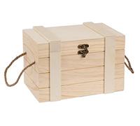 Glorex 360-Scrigno in Legno di Pino con Maniglie e Serratura, Circa, Decorare e conservare Gioielli, Colore Nature, 24 x 16,5 x 15,5 cm, 6 2003 360