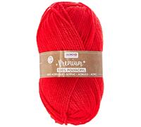 GLOREX Lana Premium in 100% Acrilico, Facile da Lavorare, Versatile, Calda, Morbida, Non graffia, 50 g, Circa 140 m, Colore: Rosso, unità