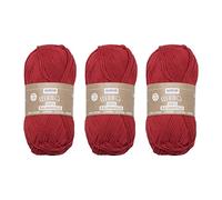 Glorex 5 1004 52-Set di 3 100% Cotone, ciascuno da 50 g in Rosso, Versatili, Morbidi e Lavabili, Colore Red