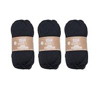 Glorex 5 1004 55 - Set di 3 cotoni in 100% Cotone, ognuno da 50 g in Nero, Versatili, Morbidi e Lavabili