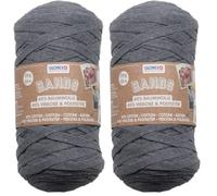 GLOREX 5 1005 05 - Bande macramè, filato tessile morbidissimo in 60% cotone/40% viscosa, per uncinetto, maglia, annodatura e design tessile, 250 g, ca. 125 m, grigio (Confezione da 2)