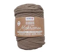 GLOREX 5 1006 13 - Cordoncino Macramè tessuto marrone chiaro, 500 g con spessore di 5 mm e lunghezza di 85 m, filato tessile morbidissimo per uncinetto, maglia, annodatura e design tessile