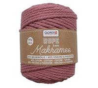 Glorex 5 1007 16-Corda per macramè Color Malva, 500 g con Spessore di 5 mm e Lunghezza di 85 m, Filato di Cotone a Tripla Torsione per Uncinetto, Maglia, annodatura e Disegno, Mauve