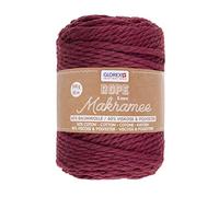 Glorex 5 1007 18-Corda per macramè in Bordeaux, 500 g con Spessore di 5 mm e Lunghezza di 85 m, Filato di Cotone a Tripla Torsione per Uncinetto, Maglia, annodatura e Disegno, Colore