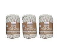 Glorex 5 1007 50 - Set di 3 Corde per macramè in 60% Cotone e 40% Viscosa/Poliestere, 500 g ciascuna in Color Crema, Filato di Cotone Triplo Ritorto da 3 mm