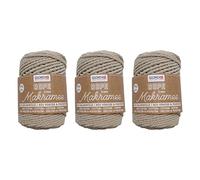 Glorex 5 1007 51-Set di 3 Corde per macramè in 60 40% Viscosa/Poliestere, 500 g ciascuna in Color Tortora, Filato di Cotone Triplo Ritorto da 3 mm