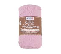 Glorex 5 1008 30 macramè 2 mm, 250 g, Rosa, Lunghezza 225 m, Filato Tripla Torsione, 100% Cotone, per Uncinetto, Maglia, annodatura e Design di Tessuti