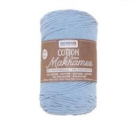 Glorex 5 1008 33 macramè 2 mm, 250 g, Azzurro, Lunghezza 225 m, Filato Tripla Torsione, 100% Cotone, per Lavorare all'Uncinetto, a Maglia, Legare e Modellare, Colore