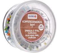 Glorex 5 2002 23-Spilli con Testa di Perlina, Colorati, Confezione da 300 Pezzi, 30 mm, Cucire, per appuntare la Stoffa, Various, Multicoloured, 30 x 0,65 mm