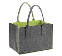 Glorex 6 1212 272 - Borsa in Feltro dall'aspetto Moderno, Grande Circa 26 x 38 x 24 cm in Antracite/Verde, Borsa per la Spesa per riporre e trasportare la Spesa, Facile da Pulire