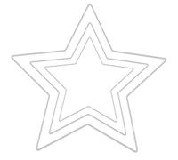 GLOREX 6 1294 410J - Set di Stelle in Metallo Bianco, 3 cornici di Dimensioni 15 cm, 20 cm e 25 cm, per Il Crafting, Come acchiappasogni o Decorazione murale