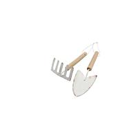 Glorex 6 1294 550 - Set Decorativo Pala e rastrello, Circa 5 x 18,5 cm e 6 x 13 cm in Bianco, Come Decorazione e per Il Giardino