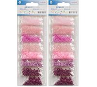 Glorex 6 1630 161 - Rocailles Mix in rosa, bel mix di perle in diverse tonalità di rosa, 40 g, 8 colori confezionati singolarmente, per la creazione di gioielli, aracioli e altri accessori